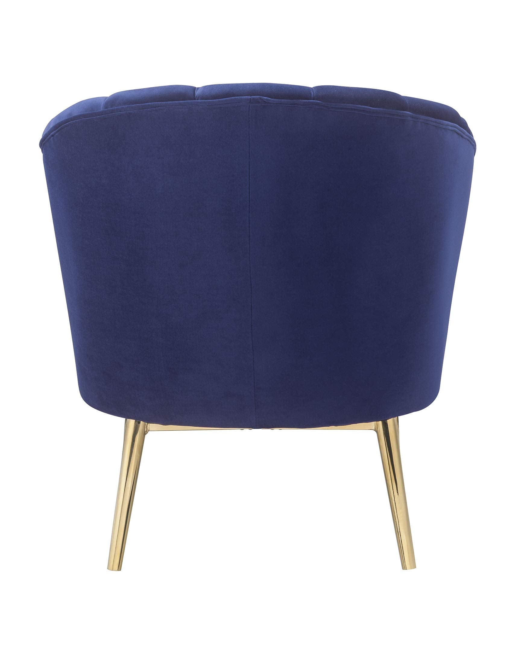 HomeRoots Upholstered Accent Chair with Curved Arm and Velvet Cushion, Blue - 32"x 31"x 34"
