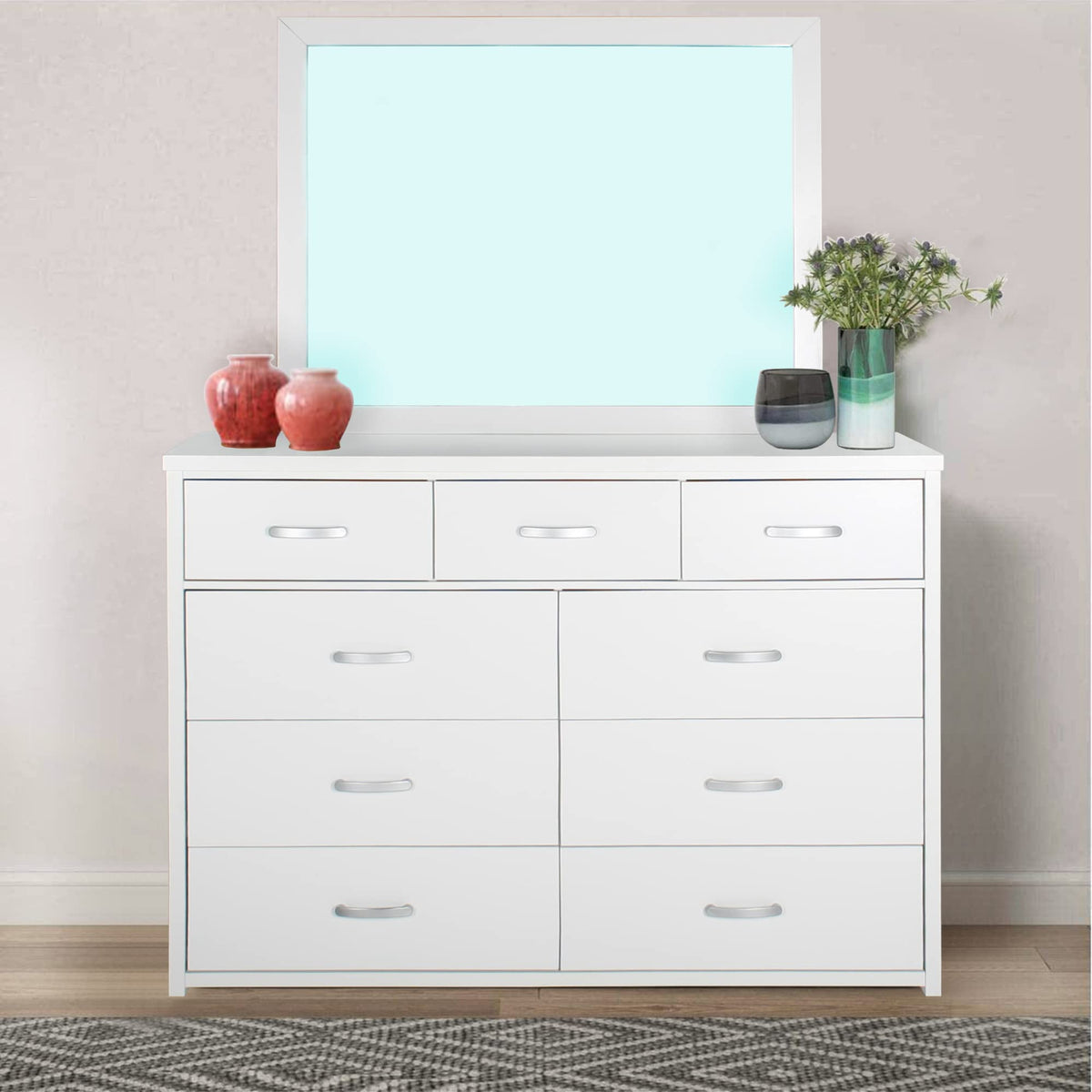 Woodpeckers Furniture And Mattress Majestic Super Jumbo 9-Drawer Double Dresser (White)