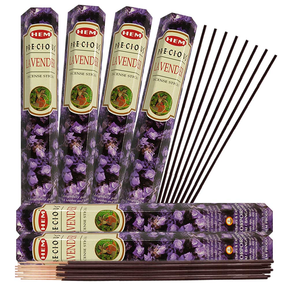 Trumiri Incense Stick Holder Bundle With Hem Precious Lavender 20G Incense Sticks - Pack Of 6 (Approx 120 Sticks)