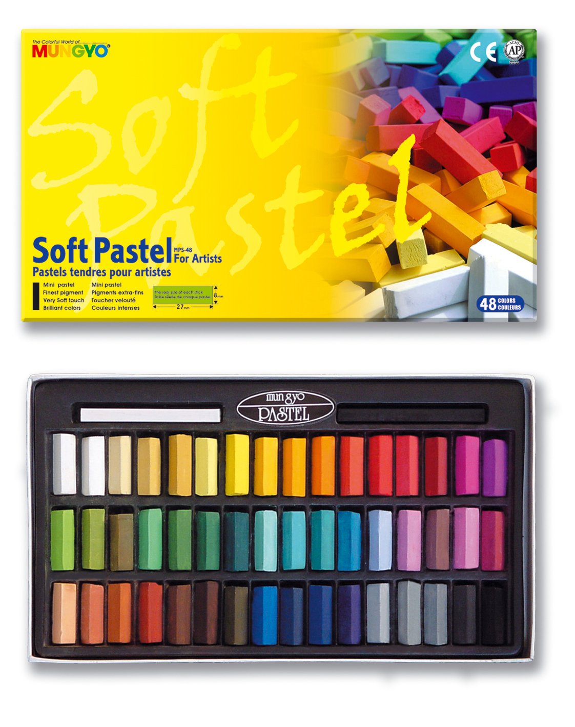 Mungyo Square Soft Half Stick Pastels 48-Piece Set Mps 48
