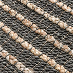 Kosas Home Alysa 30 X 96 Striped Jute Fabric Area Rug In Mineral Blue/Natural