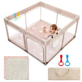 Joypony Baby Playpen with Mat, 50x50 in Small Play Pen for Babies, Toddler Playpen for Apartment, Indoors Play Yard with Soft Br