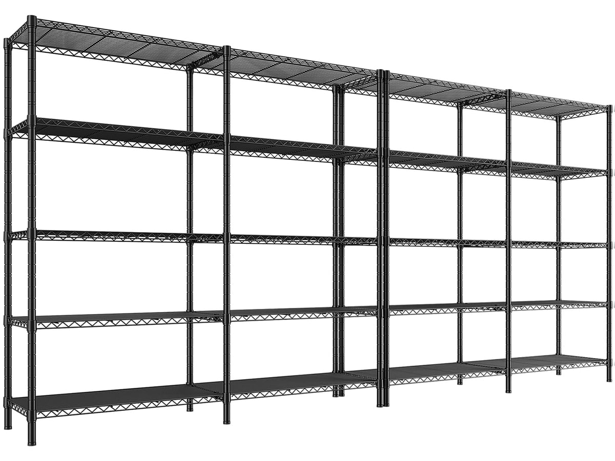 REIBII 58'' W Storage Shelves 5 Tier Wire Shelving Rack Adjustable Metal Shelving Unit Heavy Duty Steel Shelving for Storage Rac