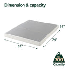 Zinus No Assembly Metal Box Spring, 4 Inch White Mattress Foundation, Sturdy Metal Structure, Full