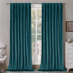 Bgment Teal Velvet Curtains 84 Inch For Bedroom, Thick Thermal Insulated Room Darkening Curtains Noise Reduce Back Tab And Rod P