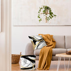 Supwhd Black White And Gold Pillow Covers, Abstract Black And Gold Pillow Covers 24X24 Set Of 2, Modern Boho Home Decor, Black A