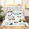 Feelyou Cartoon Car Kids Bedding Set Construction Bedding Duvet Cover Set Boys Decor Equipment Trucks Comforter Cover Set Excava