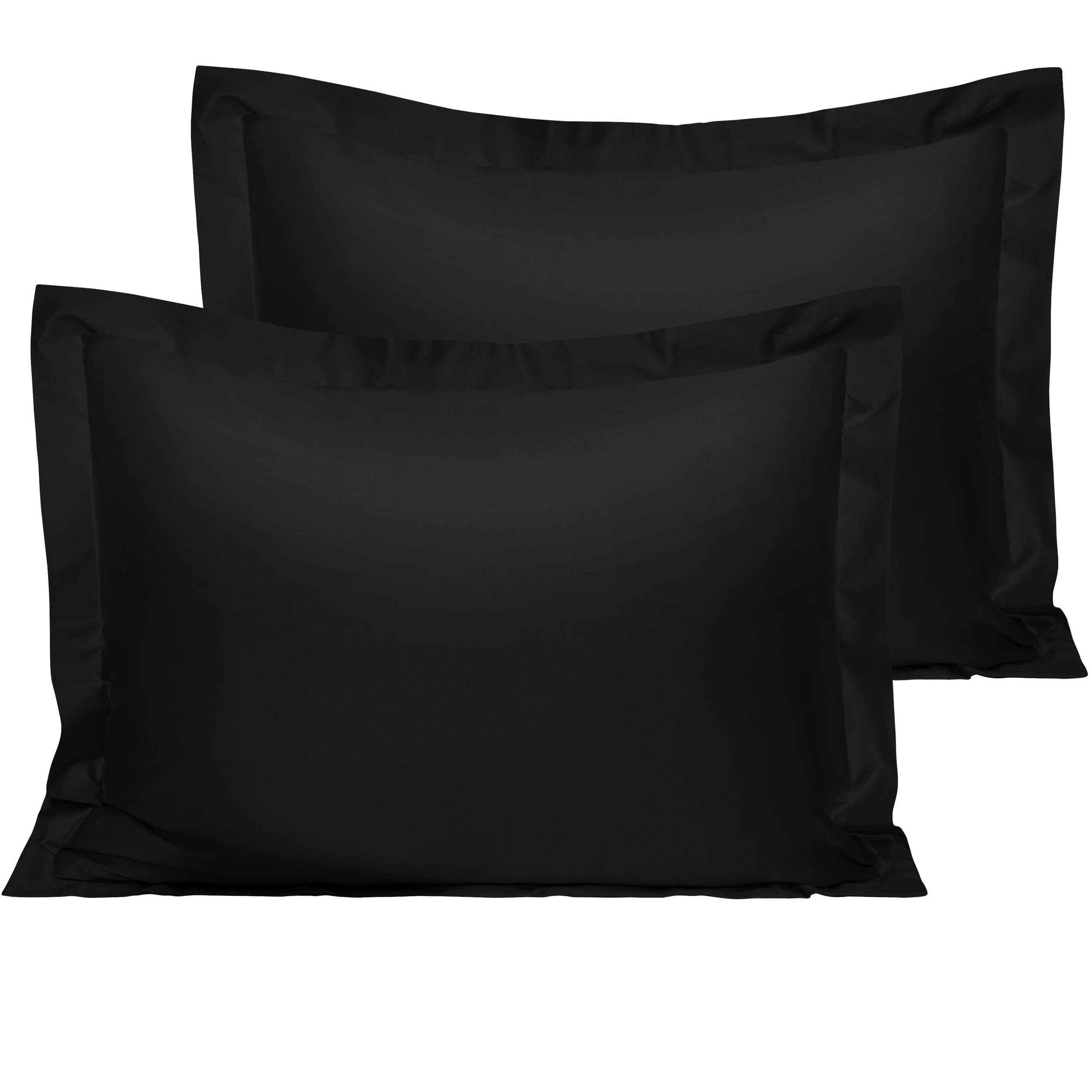 Ntbay 2 Pack 500 Thread Count 100% Egyptian Cotton Standard Pillow Shams, Super Soft And Breathable Oxford Pillowcases For Bed, 20X26 Inches, Black