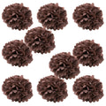 WYZworks Set of 10 - Brown 16 - (10 Pack) Tissue Pom Poms Flower Party Decorations for Weddings, Birthday, Bridal, Baby Showers,