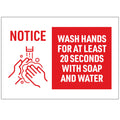 Avery Preprinted Wall Decals, "Wash Hands for at Least 20 Seconds" Safety Signs, 7" x 10", Tear and Water Resistant, 5 Removable Wall Signs (83175)