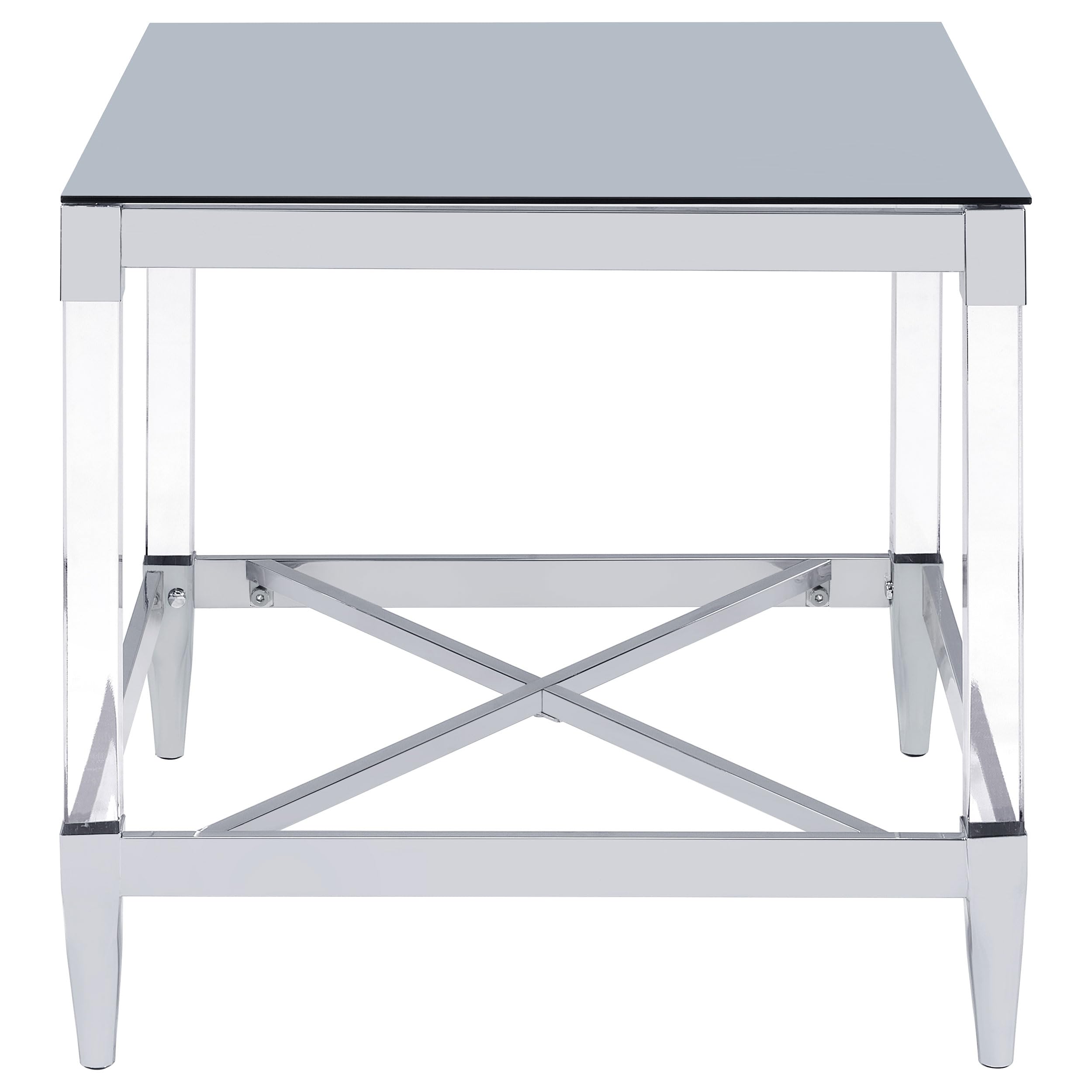 Coaster Home Furnishings Lindley Square End Table with Acrylic Legs and Tempered Mirror Top Chrome