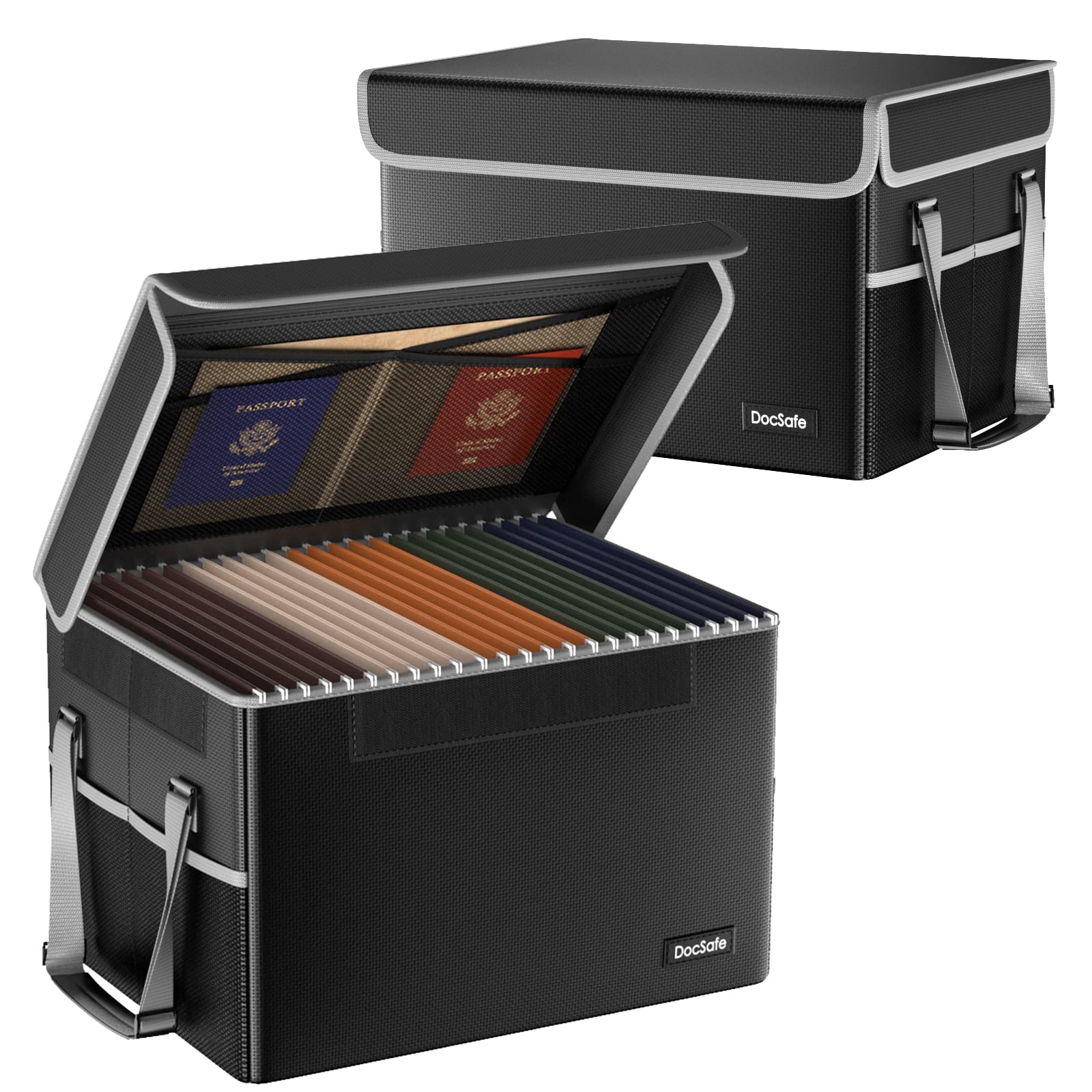 Docsafe File Box Fireproof File Storage Organizer Box With Lid,Collapsible Document Storage Filing Box For Hanging Letter/Legal