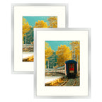 Golden State Art, 16x20 Picture Frame, Poster Frame in Silver, Display 11x14 with Mat or 16x20 Without Mat, 2 Pack
