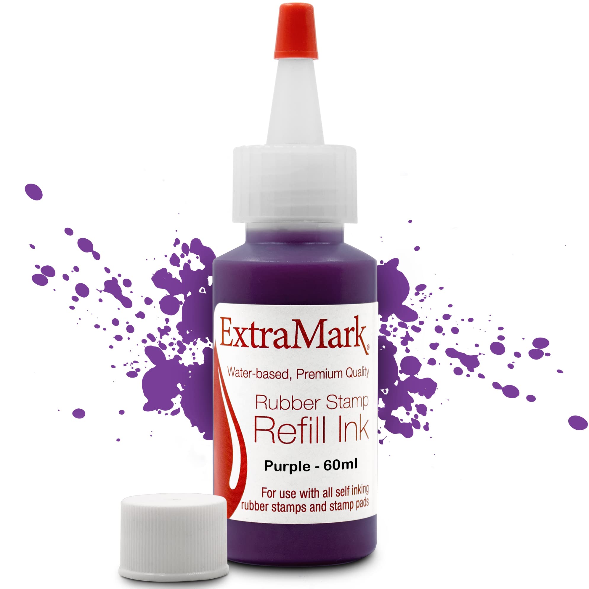Extramark Premium Stamp Refill Ink For Self-Inking Stamps And Stamp Pads, 60 Ml, Purple Color Ink.