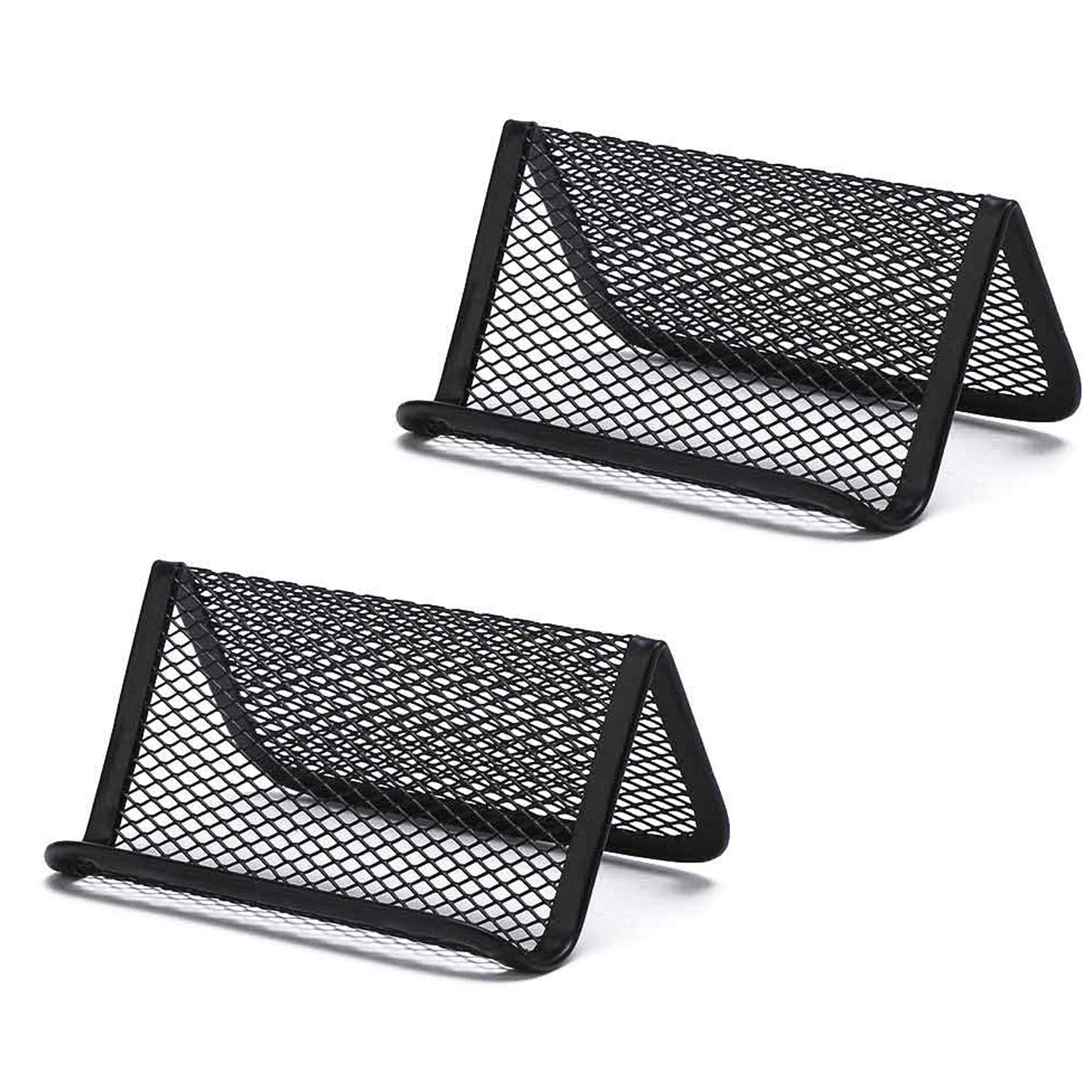 Ruiling 2Pcs Multifunction Business Name Card Holder,N-Type Metal Mesh Business Card Organizer For Desk Office - Holder 50 Name