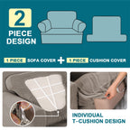Turquoize T Cushion Chair Slipcover T Cushion Chair Covers For Living Room Stretch Sofa Couch Cover Soft Armchair Cover Washable Furniture Covers With Individual T Cushion Seat Covers (Chair, Taupe)