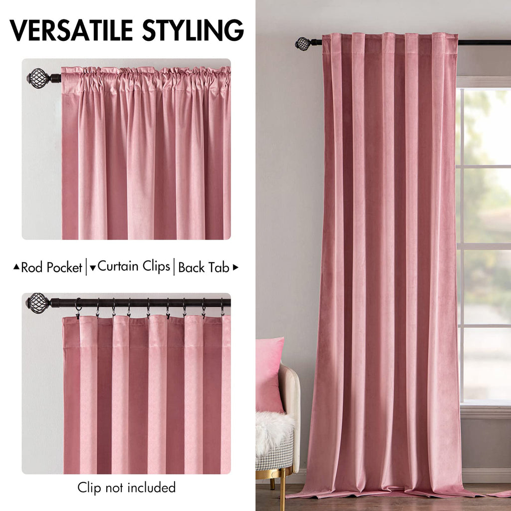 Miulee Velvet Curtains 84 Inches 2 Panels - Luxury Blackout Curtains For Girls Bedroom Nursery Living Room Thermal Insulated Super Soft Window Drapes Rod Pocket & Back Tab, Blush Pink, W52 X L84 Inch