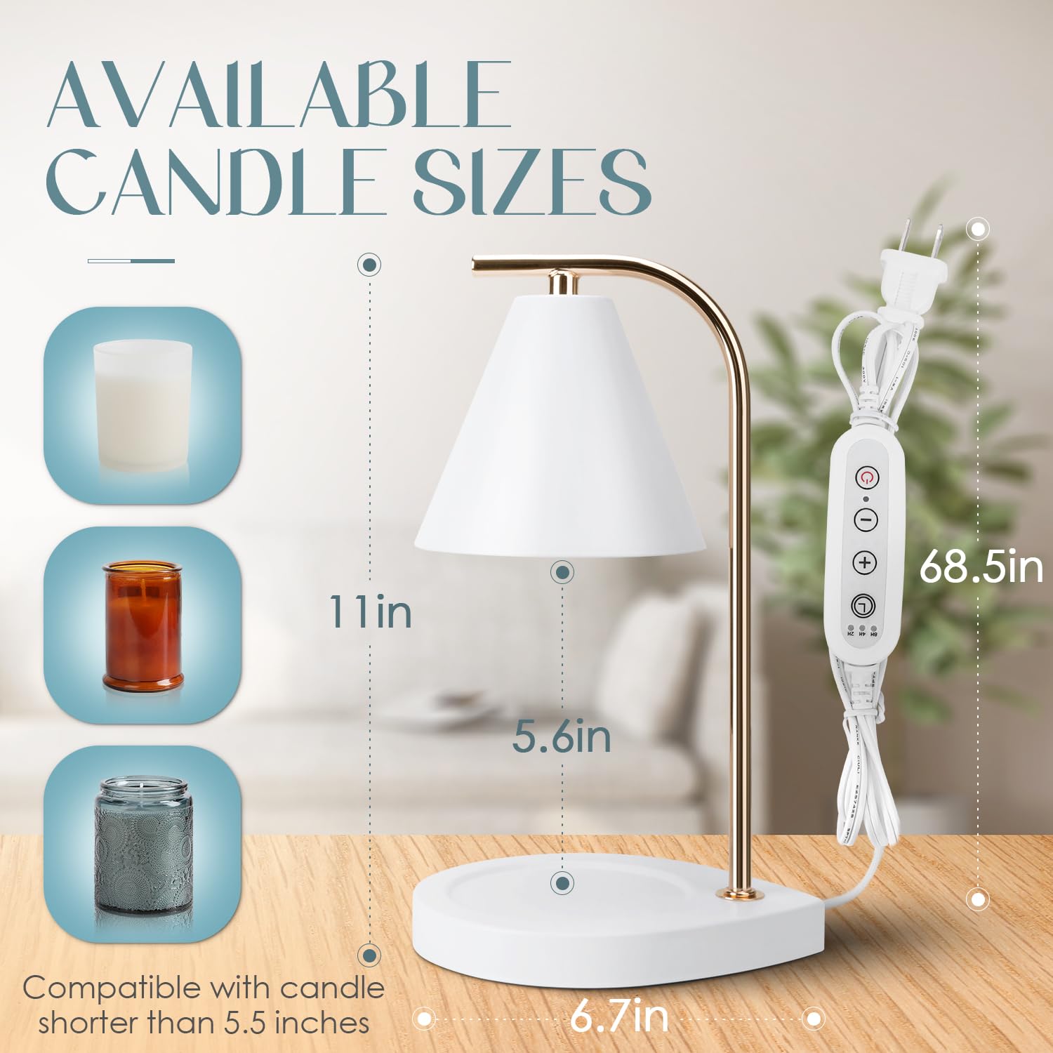 Aimoptg Candle Warmer Lamp With Timer, Dimmable Candle Warmer Lamp For Small And Large Jar Candles, Modern Candle Warmer Lamp Wi
