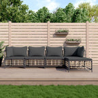 vidaXL 5-Piece Patio Lounge Set - Anthracite Poly Rattan - with Cushions and Footstool - Modular Design - Ideal for Outdoor Seating - Weather-Resistant - Dark Grey Color