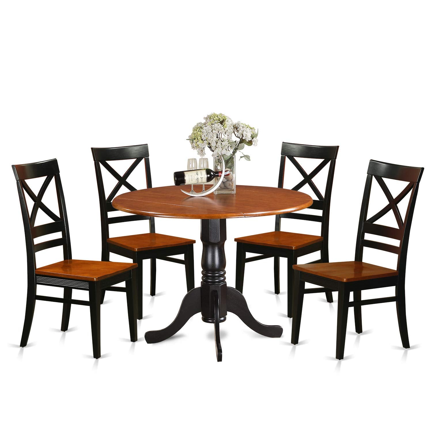 East West Furniture Dlqu5-Bch-W 5 Pc Kitchen Table Set-Dining Table And 4 Wooden Kitchen Chairs