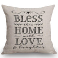 Ssoiu Bless This Home With Love And Laughter Throw Pillow Case Quote Religious Sayings Pillow Case Home Blessing Cushion Cover C