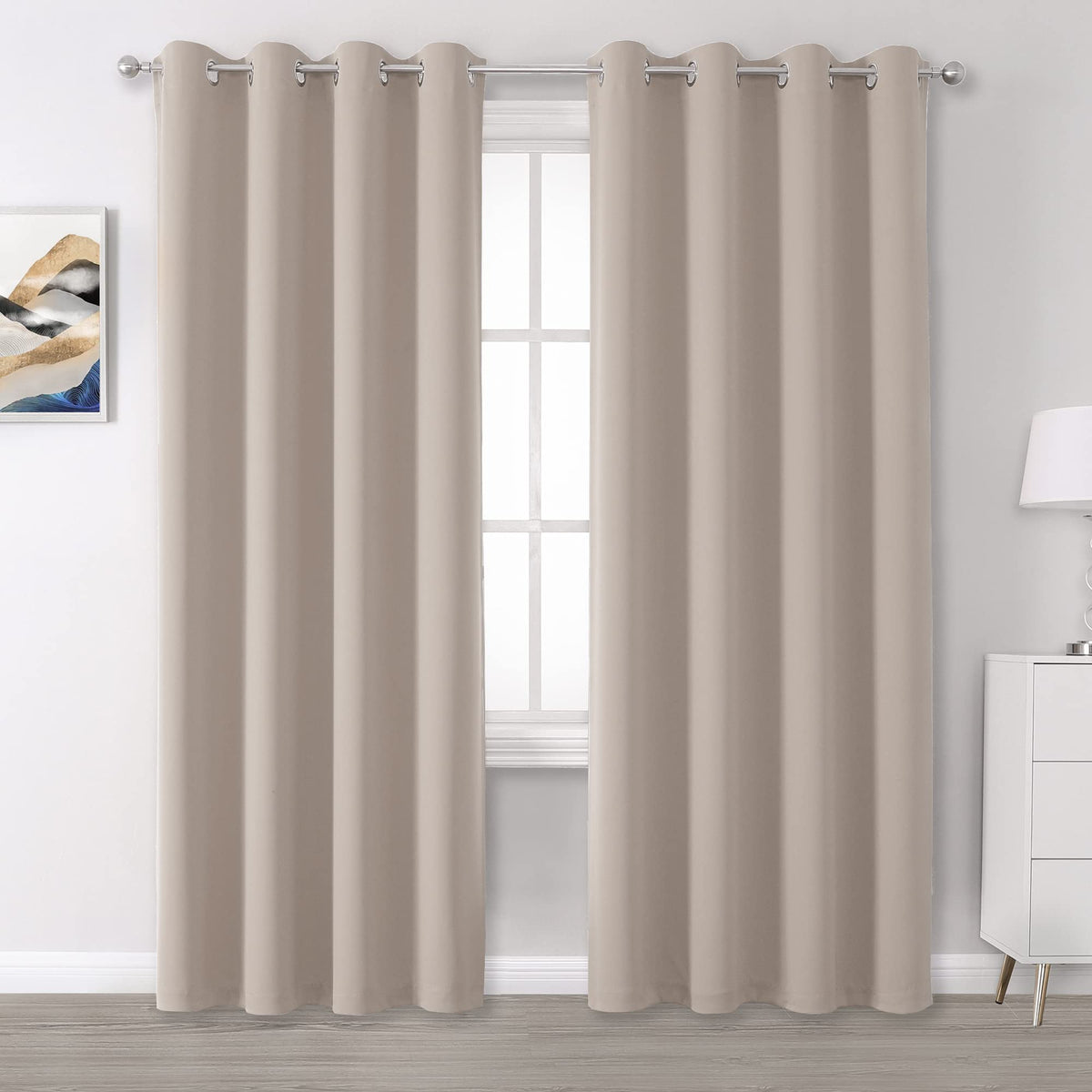 Dualife Blackout Curtains 96 Inches Long For Bedroom Thermal Insulated Curtain Panels With Grommet Room Darkening Widow Drapes/D