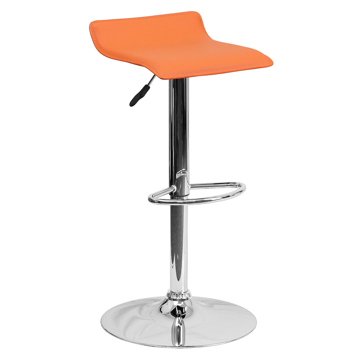 Flash Furniture 01Contorg Adjustable-Height Contemporary Vinyl Barstool, Orange W/Chrome Base