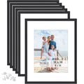 Icona Bay 11x14 Picture Frames w/Removable Mat for 8x10 Photos (Black, 6 Pack), Modern Professional Frame Set, Wall Mount Only, 
