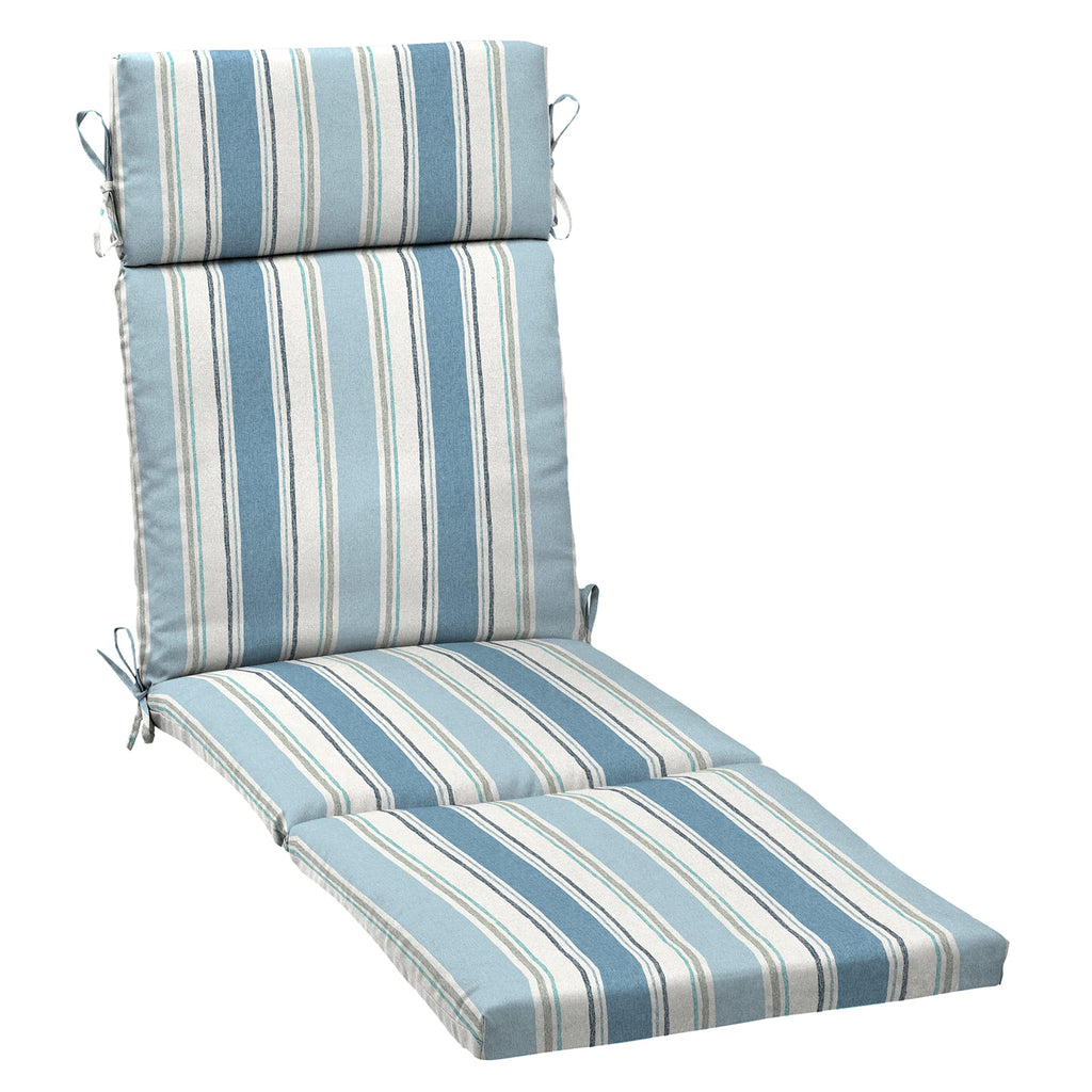 Arden Selections Outdoor Chaise Cushion, 21 X 72, Rain-Proof, Fade Resistant 72 X 21, French Blue Linen Stripe