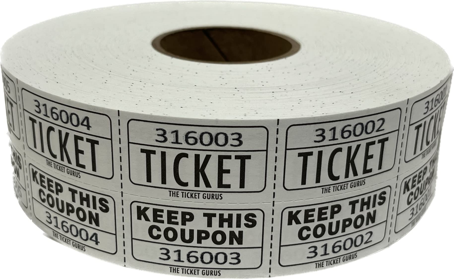 The Ticket Guru-Large Number Raffle 50/50 Tickets-2000/Roll (White)
