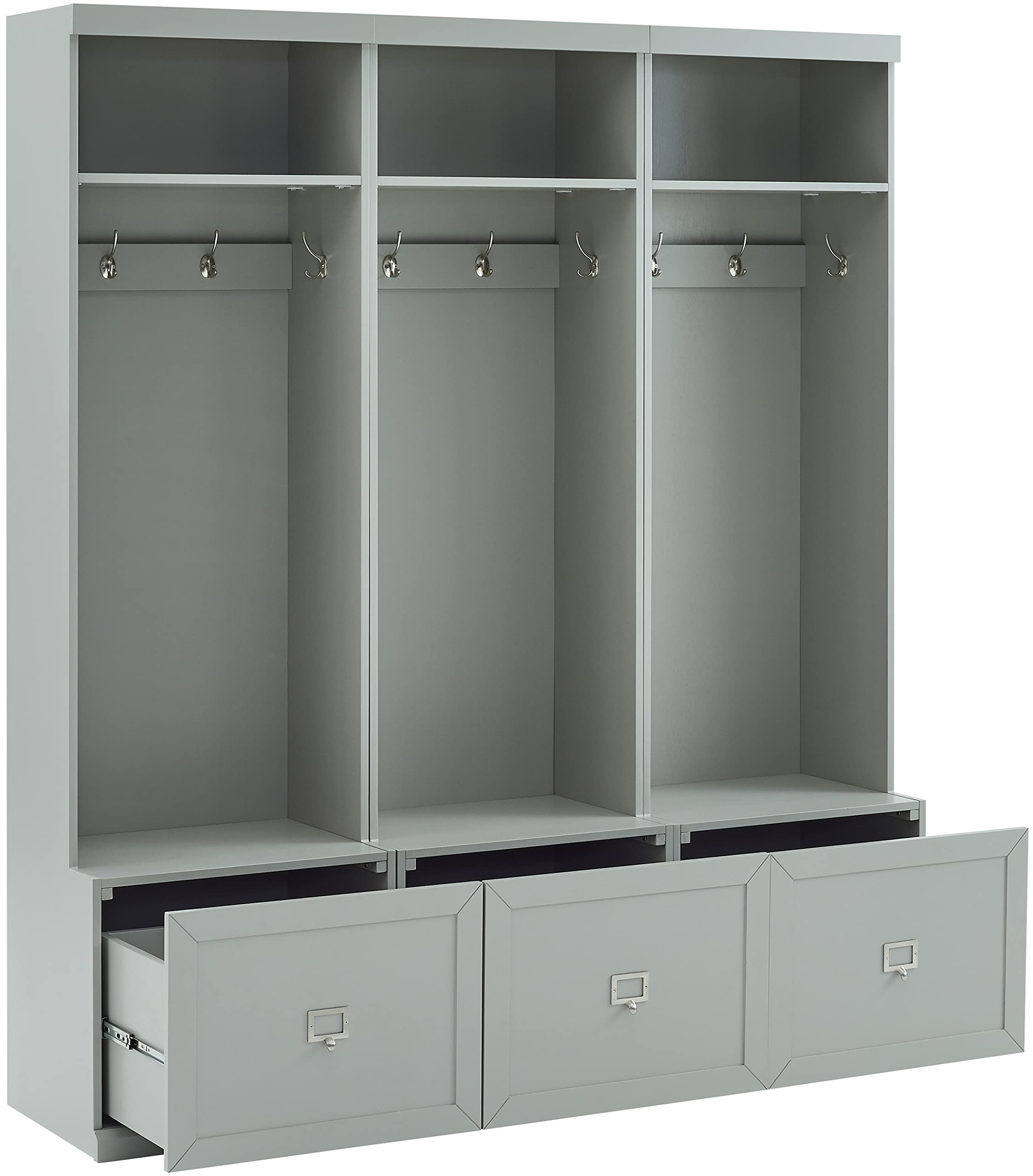 Crosley Furniture Harper 3-Piece Hall Tree Entryway Set with Storage Bench and Coat Rack Hooks for Hanging, Gray