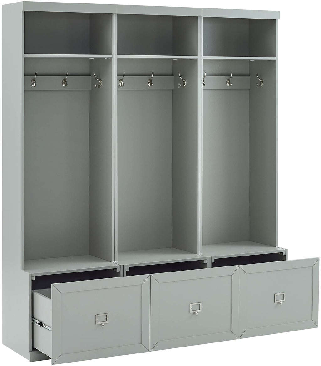 Crosley Furniture Harper 3-Piece Hall Tree Entryway Set with Storage Bench and Coat Rack Hooks for Hanging, Gray