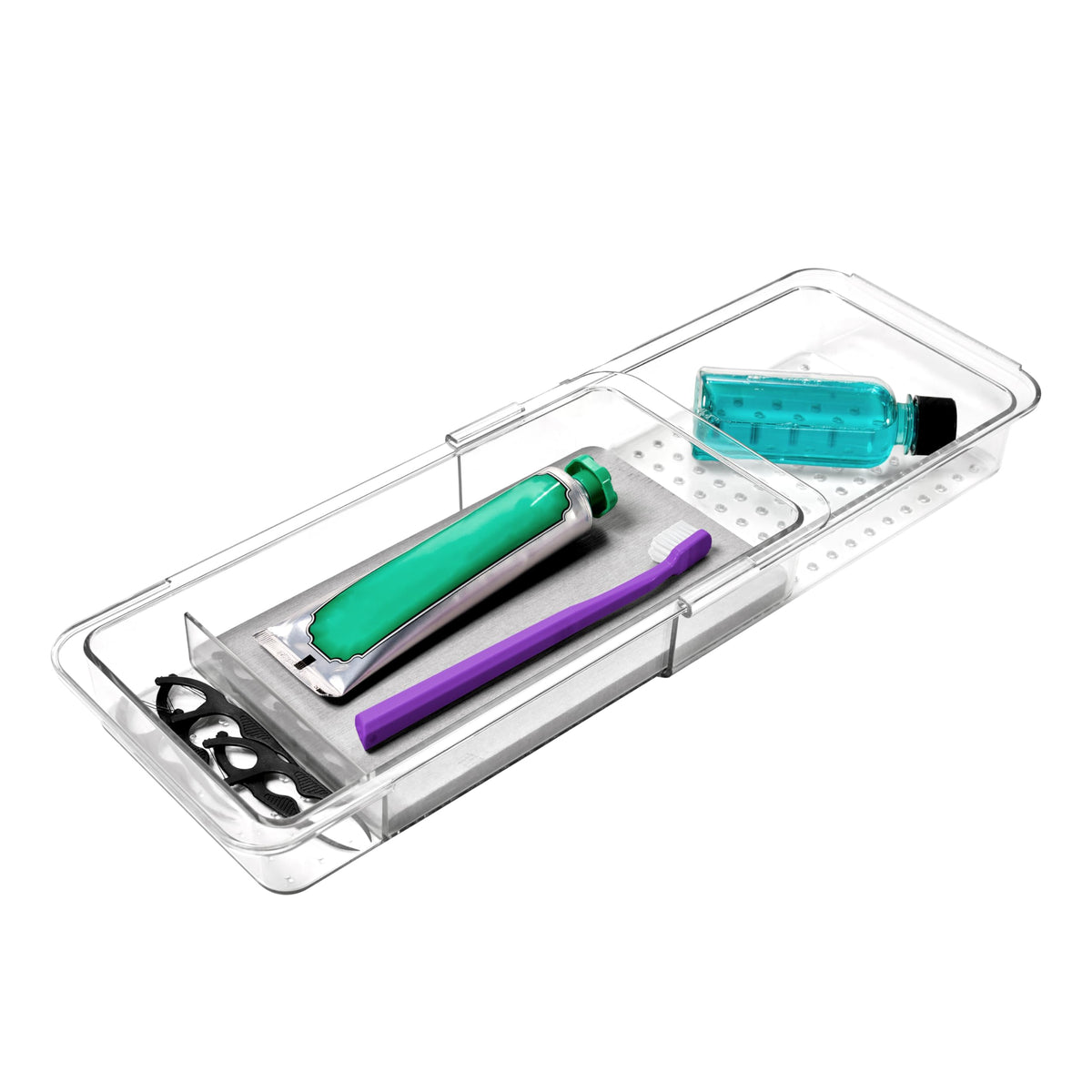 madesmart Drying Stone Expandable Toothbrush Organizer, Clear