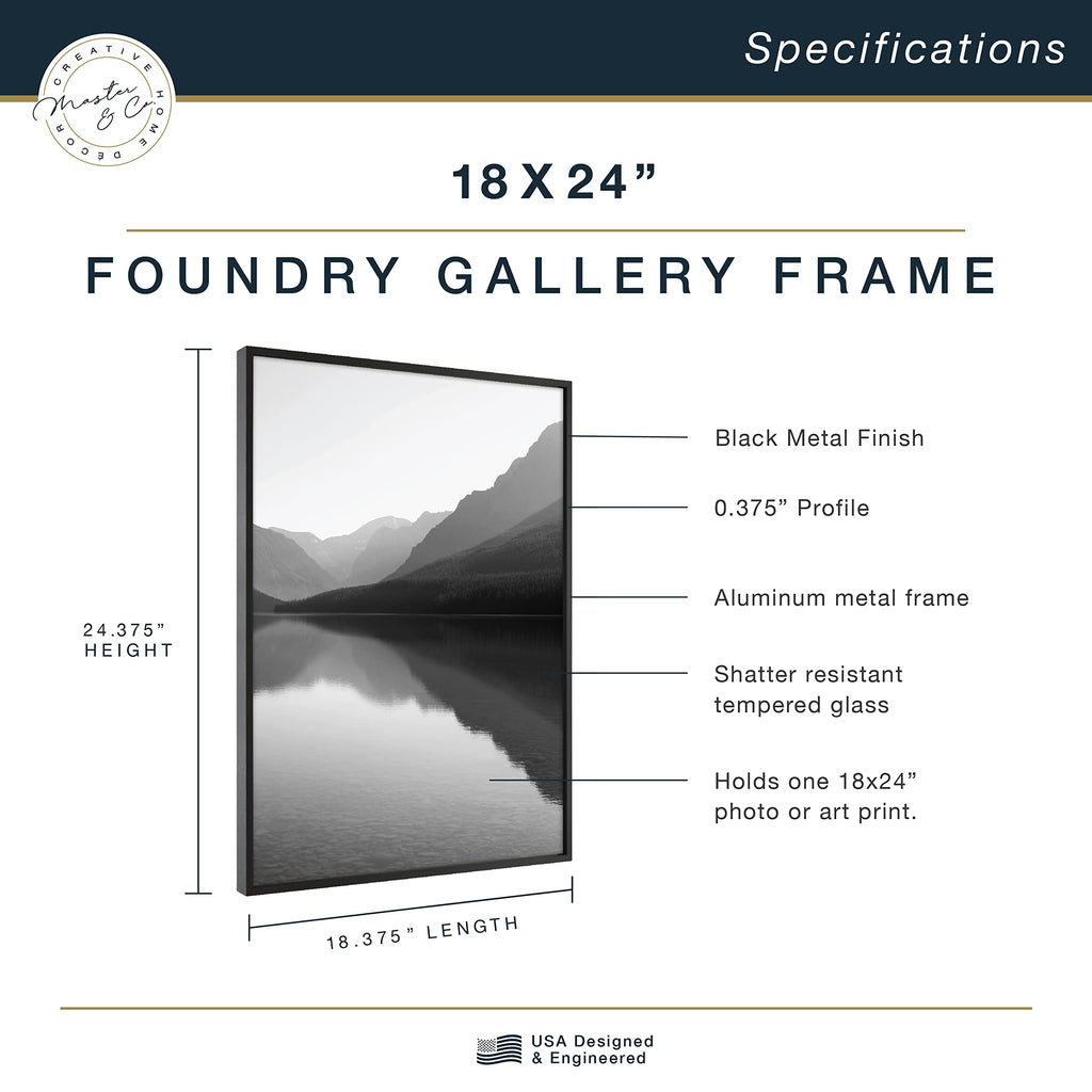 Mcs Master & Co. Foundry Metal Gallery Wall Frame, Black, 18 X 24 In Without Mat