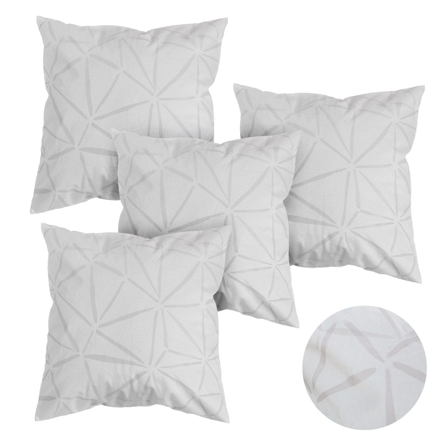 Deconovo Velvet Super Soft Decorative Cushion Covers Square Pillow Cases Embossed Design Thrown Pillow Covers (White-4 Piece)