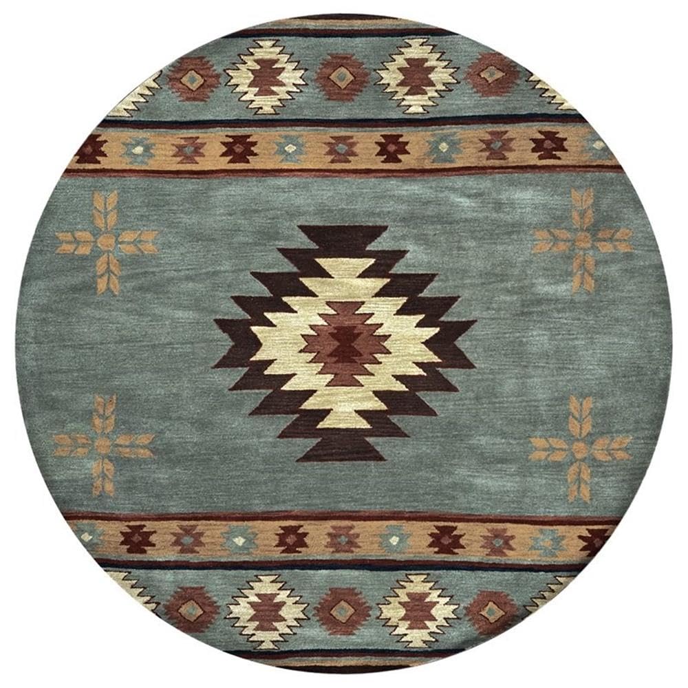 Rizzy Home Alora Decor Ryder 10' Round Tribal Gray Blue/Rust/Burgundy/Tan/Khaki Rug
