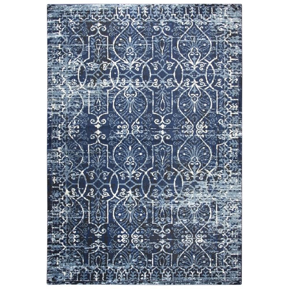 Rizzy Home Alora Decor Swagger 3'3" X 5'3" Scroll Work Dk Blue/Lt. Blue/Ivory/Black Rug