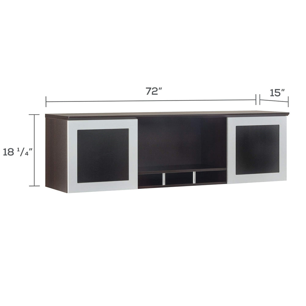 Mayline Mnh72Ldc Medina Hutch Cabinet With Glass Doors, 72"W, Mocha Laminate