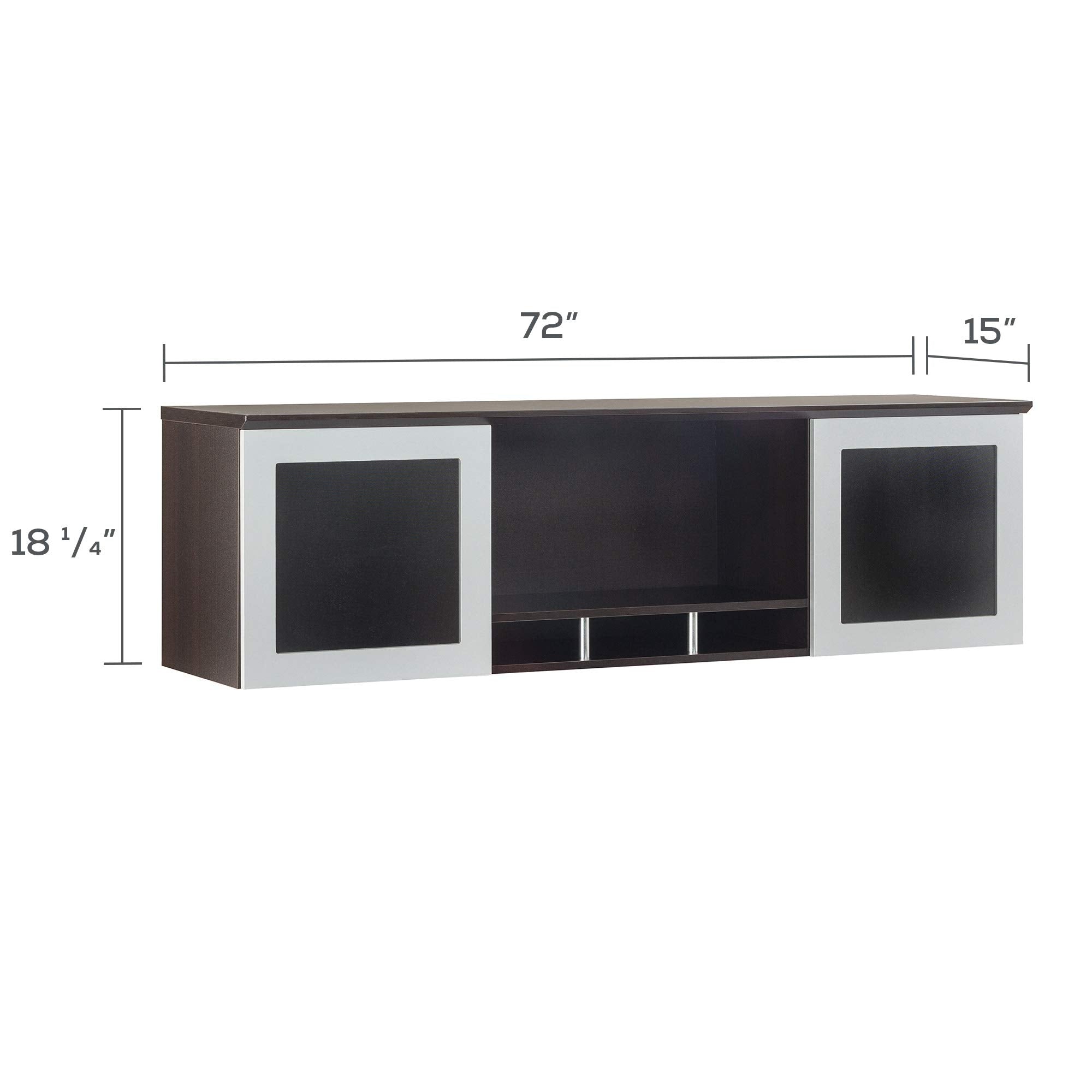 Mayline Mnh72Ldc Medina Hutch Cabinet With Glass Doors, 72"W, Mocha Laminate
