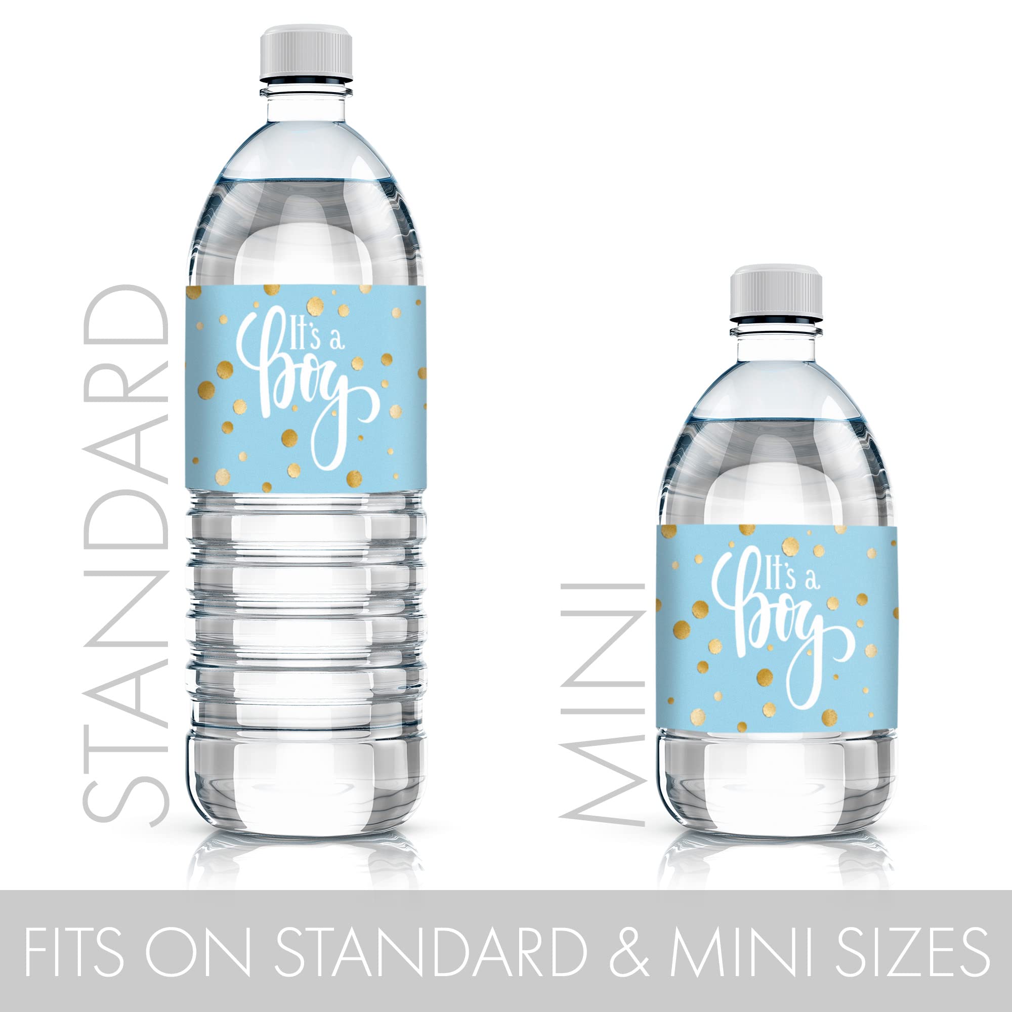 Blue And Gold It'S A Boy Baby Shower Water Bottle Labels - 24 Stickers