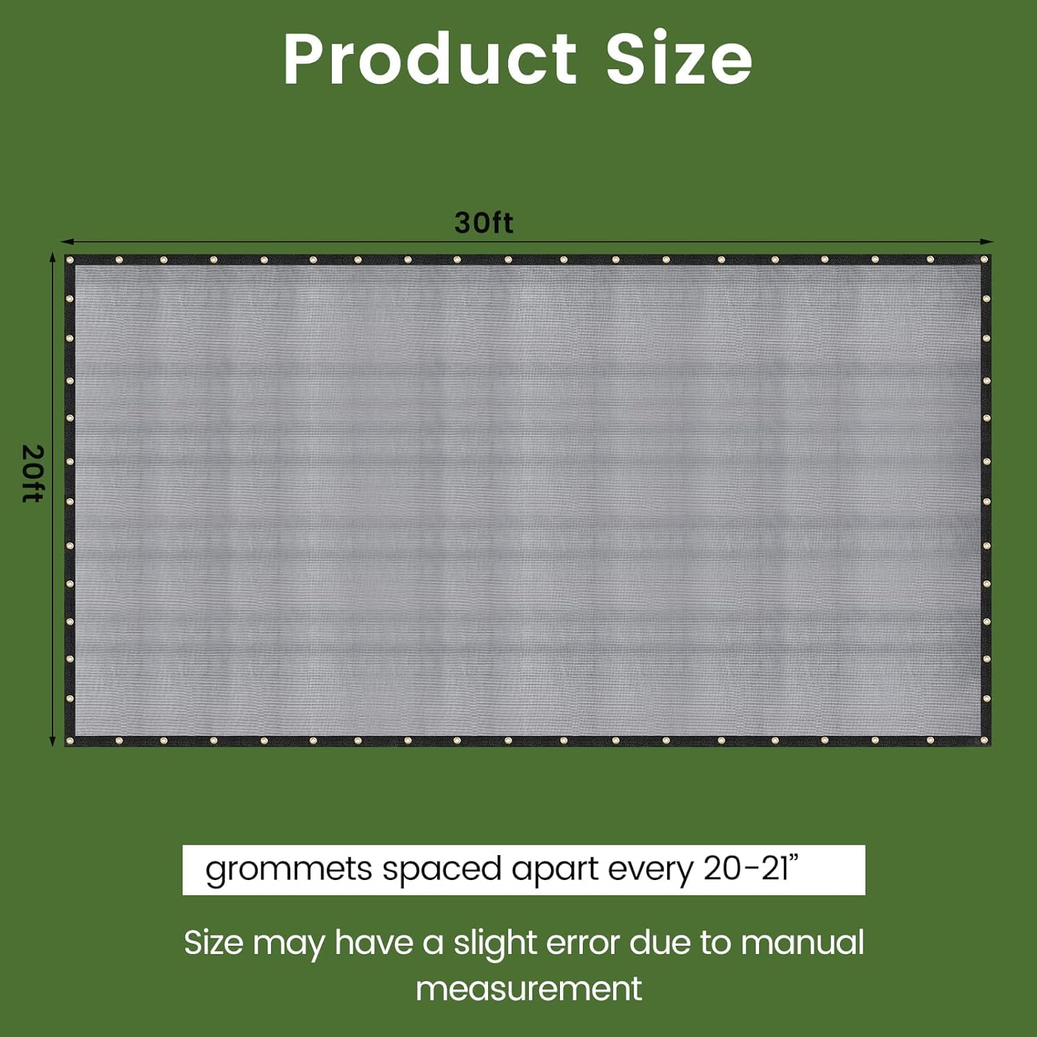 [Windscreensupplyco] 60-70% 20 Ft X 30 Ft Mesh Tarp/Shade Cloth 9-Needle Knitted Heavy Duty Black With Grommets For Green House, Garden, Pergola, Pools, Dump Truck