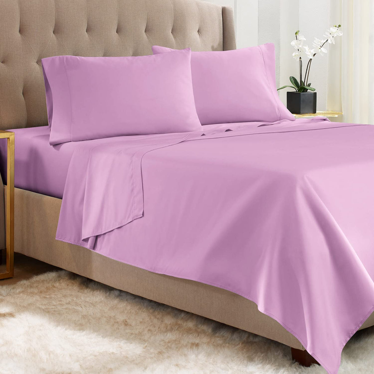 Empyrean Twin Sheets Set - 3 Pc Super Soft Twin Bed Sheets - Double Brushed Microfiber Twin Sheet Set - Hotel Luxury Lavender Dr