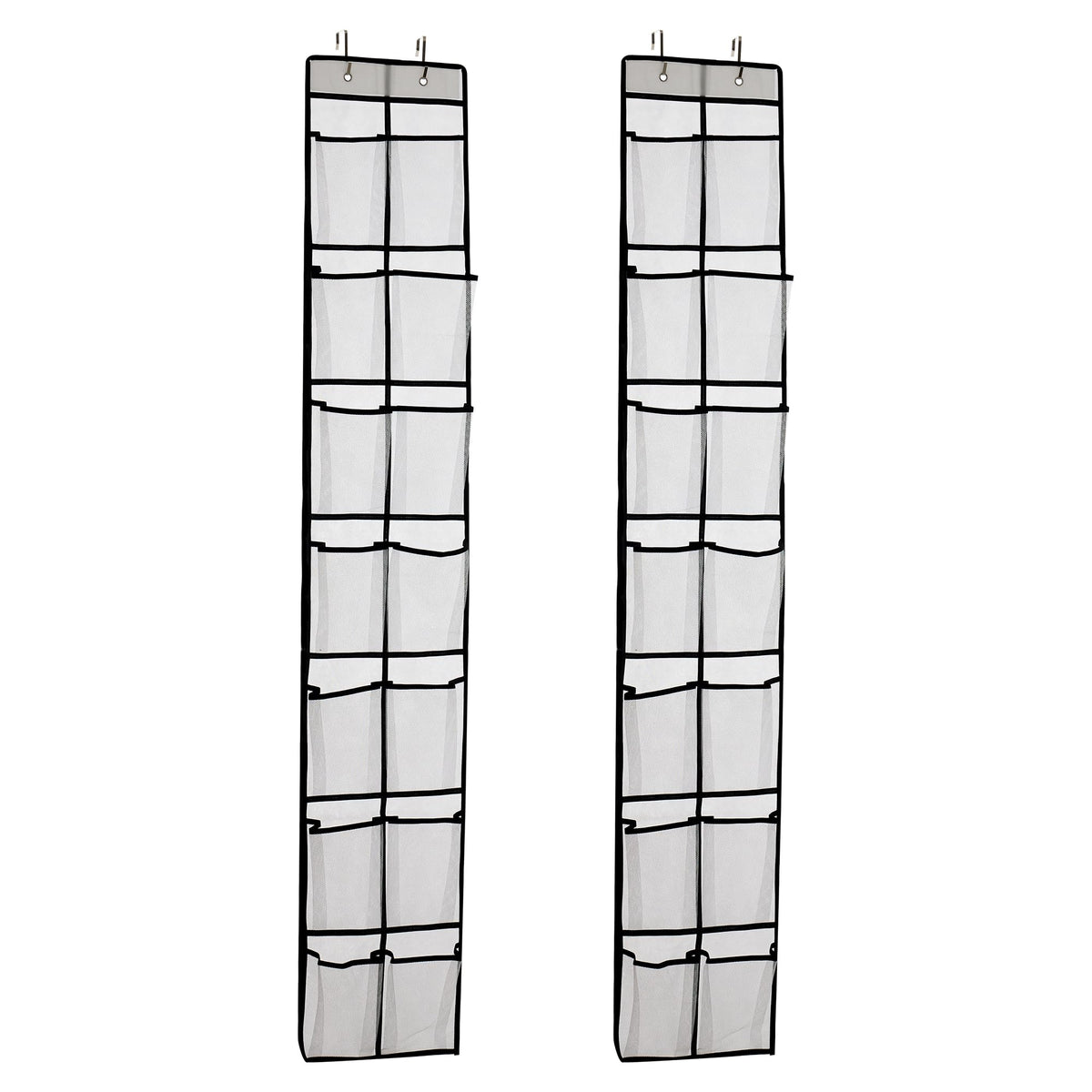 PVWSG Over The Door Shoe Organizer, 14 Large Mesh Pockets Hanging Shoe Rack for Closet Organizers and Storage, White, 2-pack (wh