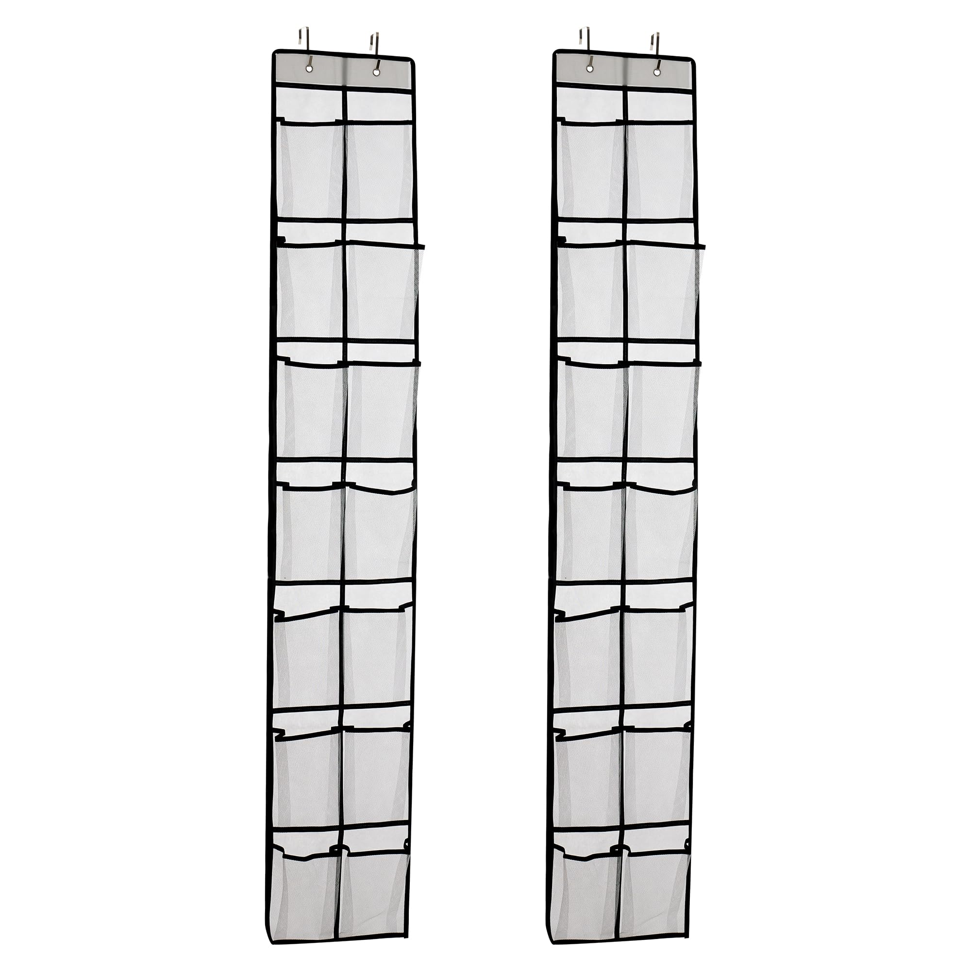 PVWSG Over The Door Shoe Organizer, 14 Large Mesh Pockets Hanging Shoe Rack for Closet Organizers and Storage, White, 2-pack (wh