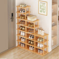 Bamboo Shoe Rack 17 Tier- Vertical Shoe Rack for Small Spaces, Tall Narrow Shoe Rack Organizer for Closet Entryway Corner Garage