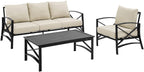 Crosley Furniture Kaplan 3-Piece Outdoor Sofa Patio Furniture Set, Conversation Sets For Porch, Deck, Oiled Bronze With Oatmeal Cushions