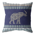 HomeRoots 16â€ Navy Ornate Elephant Suede Throw Pillow