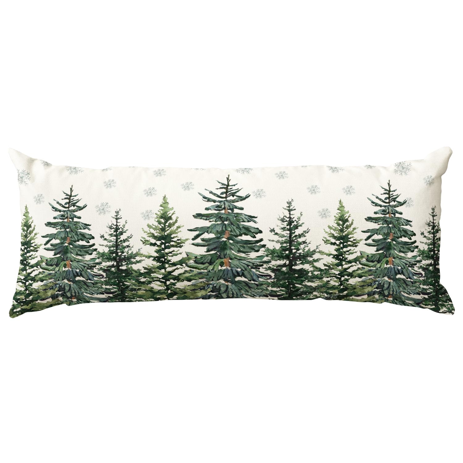 Avoin Colorlife Christmas Trees Snowflake Extra Long Lumbar Pillow Cover 14 X 36 Inch, Winter Holiday Long Body Pillow Case For