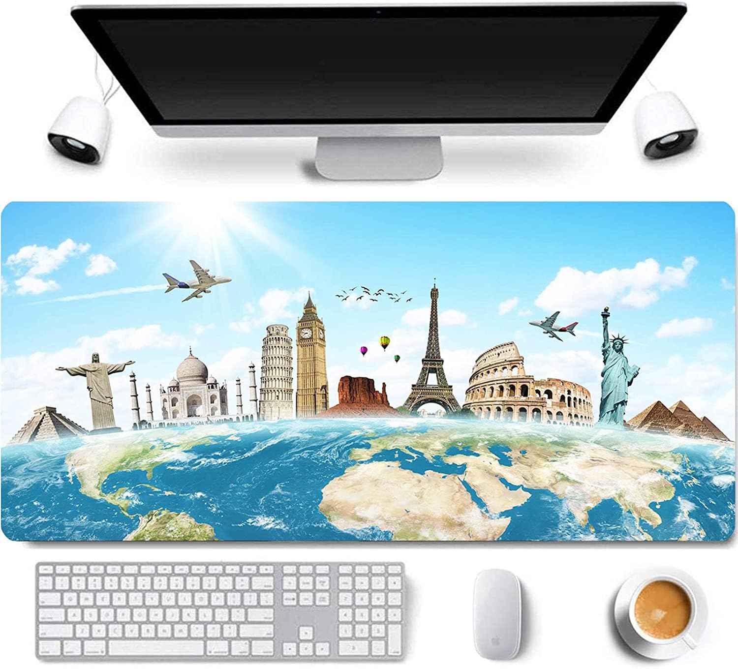 Rtggsel 31.5X11.8 Inch Non-Slip Long Extended Large Gaming Mouse Pad With Stitched Edges Xl Laptops Keyboard Mouse Mat(Travel Wo