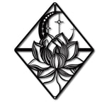 CREATCABIN Lotus Wall Art Metal Moon Flower Ornaments Wall Decor Signs Hanging Sculpture for Home Bedroom Kitchen Garden Housewa